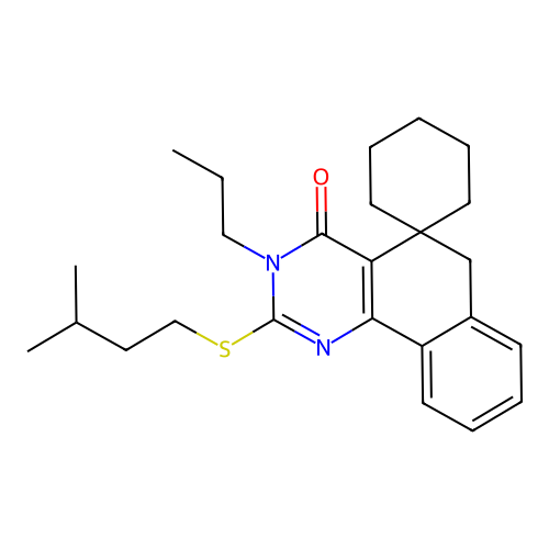 2-(3-methylbutylsulfanyl)-3-propylspiro[6H-benzo[h]quinazoline-5,1'-cyclohexane]-4-one structure