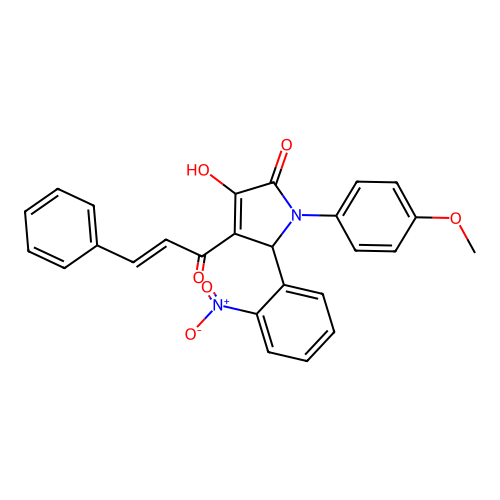 3-hydroxy-1-(4-methoxyphenyl)-5-(2-nitrophenyl)-4-(3-phenylprop-2-enoyl)-5H-pyrrol-2-one structure