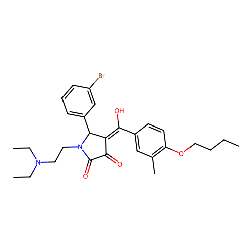 (4E)-5-(3-bromophenyl)-4-[(4-butoxy-3-methylphenyl)-hydroxymethylidene]-1-(2-diethylaminoethyl)pyrrolidine-2,3-dione structure
