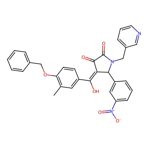 (4E)-4-[hydroxy-(3-methyl-4-phenylmethoxyphenyl)methylidene]-5-(3-nitrophenyl)-1-(pyridin-3-ylmethyl)pyrrolidine-2,3-dione structure