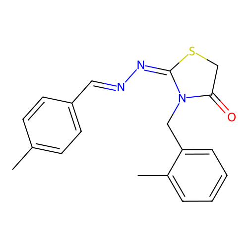 (E)-3-(2-methylbenzyl)-2-((E)-(4-methylbenzylidene)hydrazono)thiazolidin-4-one structure