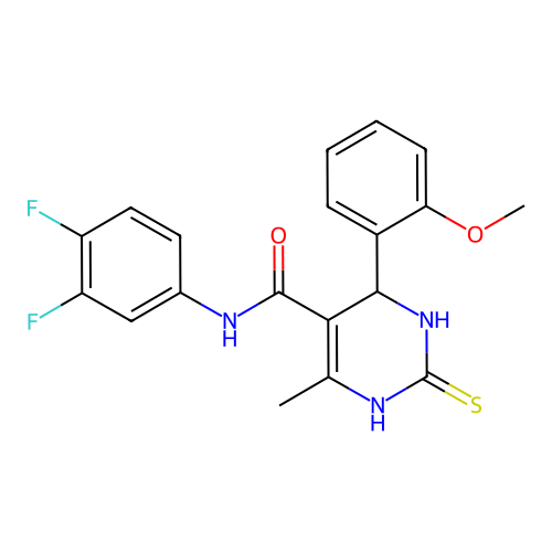 N-(3,4-difluorophenyl)-4-(2-methoxyphenyl)-6-methyl-2-thioxo-1,2,3,4-tetrahydropyrimidine-5-carboxamide structure