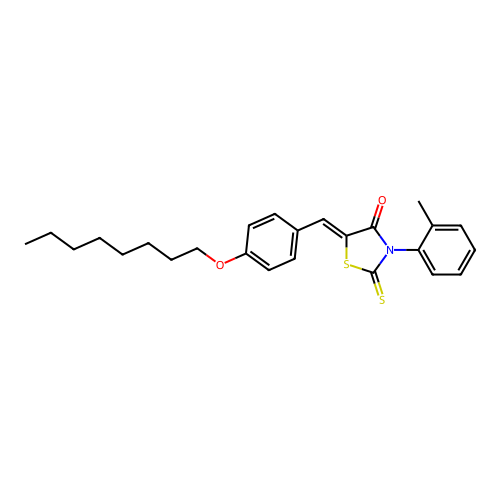 (5Z)-3-(2-methylphenyl)-5-[4-(octyloxy)benzylidene]-2-thioxo-1,3-thiazolidin-4-one structure