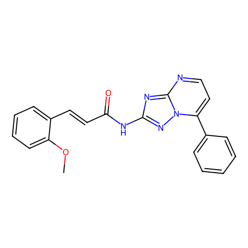 (2E)-3-(2-methoxyphenyl)-N-(7-phenyl[1,2,4]triazolo[1,5-a]pyrimidin-2-yl)prop-2-enamide structure