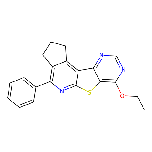 7-ethoxy-4-phenyl-2,3-dihydro-1H-cyclopenta[4',5']pyrido[3',2':4,5]thieno[3,2-d]pyrimidine structure
