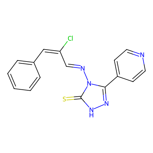 4-[(E)-[(E)-2-chloro-3-phenylprop-2-enylidene]amino]-3-pyridin-4-yl-1H-1,2,4-triazole-5-thione structure
