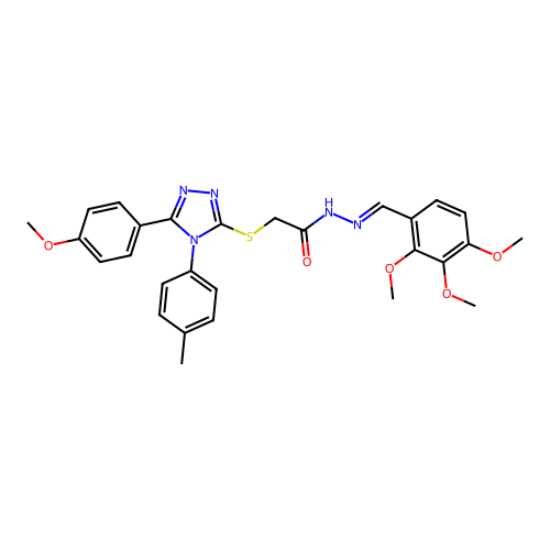 2-{[5-(4-methoxyphenyl)-4-(4-methylphenyl)-4H-1,2,4-triazol-3-yl]sulfanyl}-N'-[(E)-(2,3,4-trimethoxyphenyl)methylidene]acetohydrazide structure