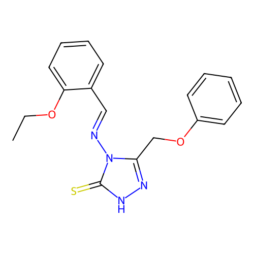 4-[(E)-(2-ethoxyphenyl)methylideneamino]-3-(phenoxymethyl)-1H-1,2,4-triazole-5-thione structure