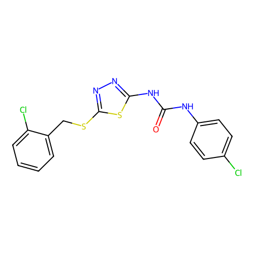 1-{5-[(2-Chlorobenzyl)sulfanyl]-1,3,4-thiadiazol-2-yl}-3-(4-chlorophenyl)urea structure