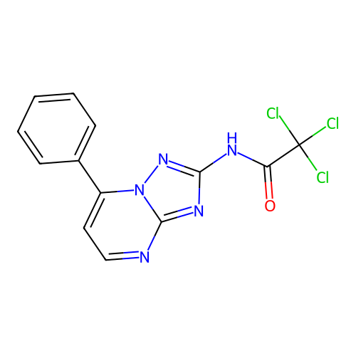 2,2,2-trichloro-N-(7-phenyl[1,2,4]triazolo[1,5-a]pyrimidin-2-yl)acetamide structure