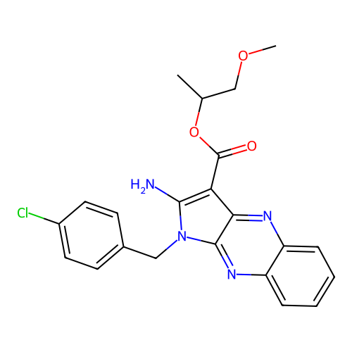 1-methoxypropan-2-yl 2-amino-1-(4-chlorobenzyl)-1H-pyrrolo[2,3-b]quinoxaline-3-carboxylate structure