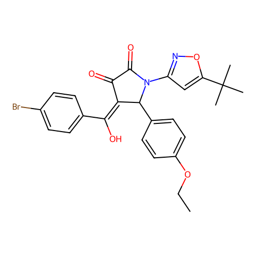 (4E)-4-[(4-bromophenyl)(hydroxy)methylidene]-1-(5-tert-butyl-1,2-oxazol-3-yl)-5-(4-ethoxyphenyl)pyrrolidine-2,3-dione structure