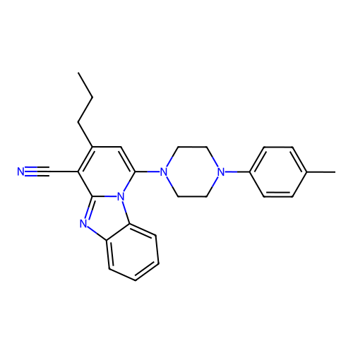 1-[4-(4-methylphenyl)piperazin-1-yl]-3-propylpyrido[1,2-a]benzimidazole-4-carbonitrile structure