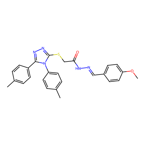 2-{[4,5-bis(4-methylphenyl)-4H-1,2,4-triazol-3-yl]sulfanyl}-N'-[(E)-(4-methoxyphenyl)methylidene]acetohydrazide structure