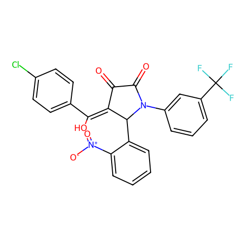 (4E)-4-[(4-chlorophenyl)-hydroxymethylidene]-5-(2-nitrophenyl)-1-[3-(trifluoromethyl)phenyl]pyrrolidine-2,3-dione structure