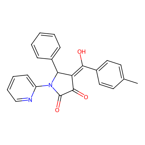 (4E)-4-[hydroxy-(4-methylphenyl)methylidene]-5-phenyl-1-pyridin-2-ylpyrrolidine-2,3-dione structure