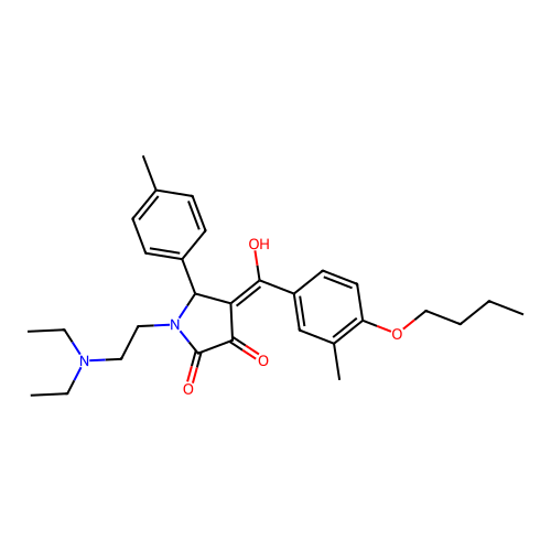 (4E)-4-[(4-butoxy-3-methylphenyl)-hydroxymethylidene]-1-(2-diethylaminoethyl)-5-(4-methylphenyl)pyrrolidine-2,3-dione structure