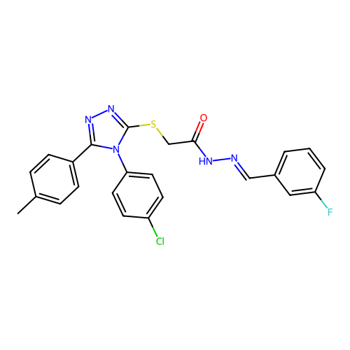 2-{[4-(4-chlorophenyl)-5-(4-methylphenyl)-4H-1,2,4-triazol-3-yl]sulfanyl}-N'-[(E)-(3-fluorophenyl)methylidene]acetohydrazide structure