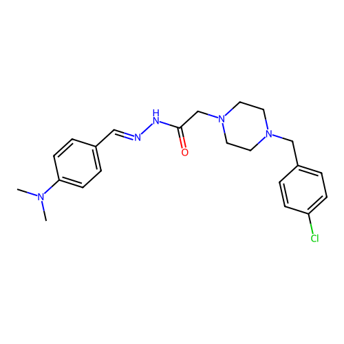 (E)-2-(4-(4-chlorobenzyl)piperazin-1-yl)-N'-(4-(dimethylamino)benzylidene)acetohydrazide structure
