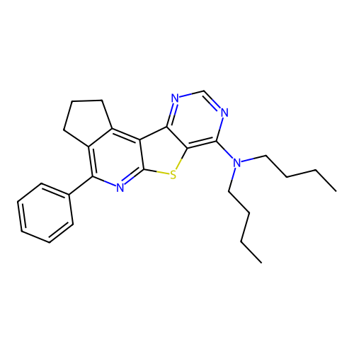 N,N-dibutyl-4-phenyl-2,3-dihydro-1H-cyclopenta[4',5']pyrido[3',2':4,5]thieno[3,2-d]pyrimidin-7-amine structure