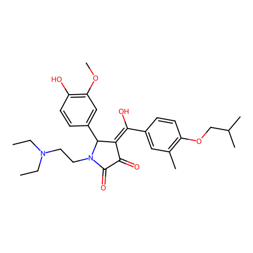 (4E)-1-(2-diethylaminoethyl)-5-(4-hydroxy-3-methoxyphenyl)-4-[hydroxy-[3-methyl-4-(2-methylpropoxy)phenyl]methylidene]pyrrolidine-2,3-dione structure