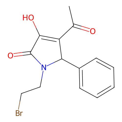 4-acetyl-1-(2-bromoethyl)-3-hydroxy-5-phenyl-1,5-dihydro-2H-pyrrol-2-one structure