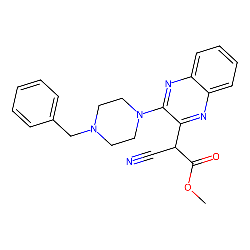 Methyl [3-(4-benzylpiperazin-1-yl)quinoxalin-2-yl](cyano)acetate structure