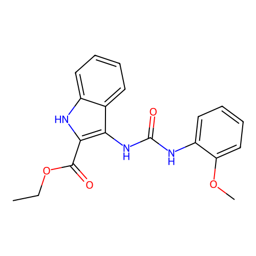 ethyl 3-{[(2-methoxyphenyl)carbamoyl]amino}-1H-indole-2-carboxylate structure