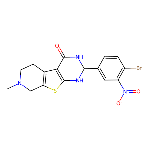 2-(4-bromo-3-nitrophenyl)-7-methyl-2,3,5,6,7,8-hexahydropyrido[4',3':4,5]thieno[2,3-d]pyrimidin-4(1H)-one structure