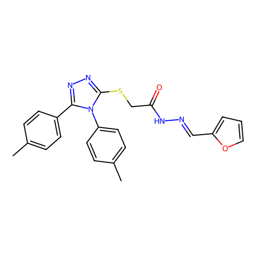 2-{[4,5-bis(4-methylphenyl)-4H-1,2,4-triazol-3-yl]sulfanyl}-N'-[(E)-furan-2-ylmethylidene]acetohydrazide structure