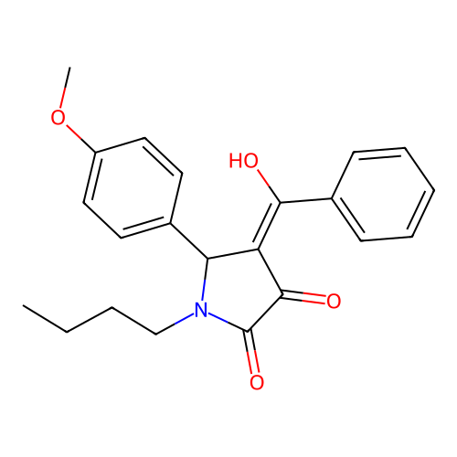 (4E)-1-butyl-4-[hydroxy(phenyl)methylidene]-5-(4-methoxyphenyl)pyrrolidine-2,3-dione structure