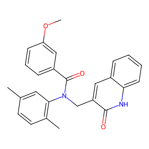 N-(2,5-dimethylphenyl)-3-methoxy-N-[(2-oxo-1H-quinolin-3-yl)methyl]benzamide structure