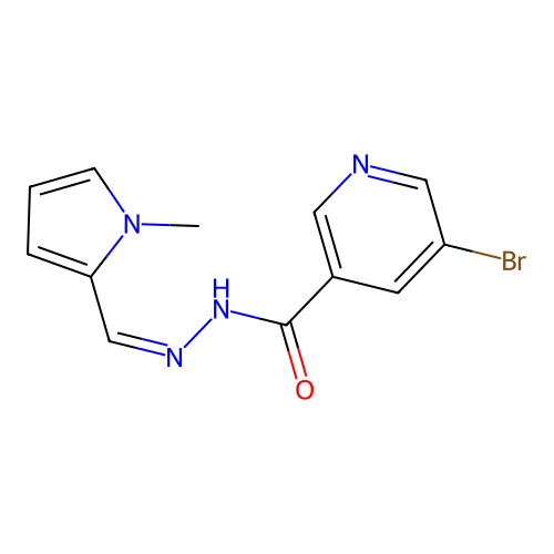 (Z)-5-bromo-N'-((1-methyl-1H-pyrrol-2-yl)methylene)nicotinohydrazide structure