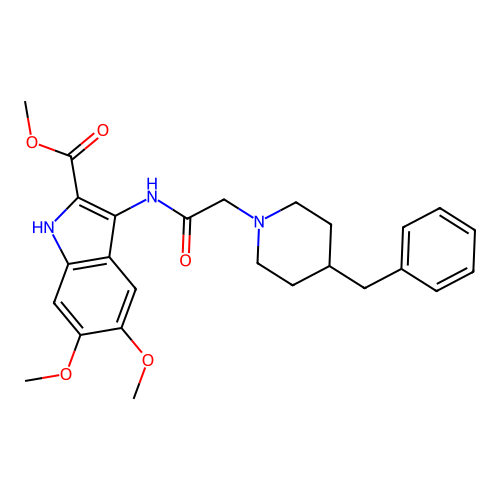 methyl 3-(2-(4-benzylpiperidin-1-yl)acetamido)-5,6-dimethoxy-1H-indole-2-carboxylate structure