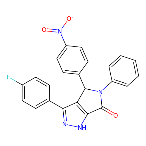 3-(4-fluorophenyl)-4-(4-nitrophenyl)-5-phenyl-4,5-dihydropyrrolo[3,4-c]pyrazol-6(1H)-one structure