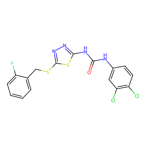 1-(3,4-dichlorophenyl)-3-[5-[(2-fluorophenyl)methylsulfanyl]-1,3,4-thiadiazol-2-yl]urea structure