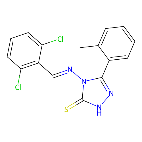 4-[(E)-(2,6-dichlorophenyl)methylideneamino]-3-(2-methylphenyl)-1H-1,2,4-triazole-5-thione structure