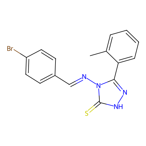 (E)-4-((4-bromobenzylidene)amino)-5-(o-tolyl)-4H-1,2,4-triazole-3-thiol structure