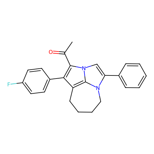 1-(1-(4-fluorophenyl)-4-phenyl-5,6,7,8-tetrahydro-2a,4a-diazacyclopenta[cd]azulen-2-yl)ethanone structure