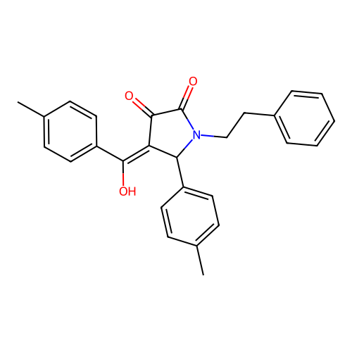 3-hydroxy-4-(4-methylbenzoyl)-1-phenethyl-5-(p-tolyl)-1H-pyrrol-2(5H)-one structure