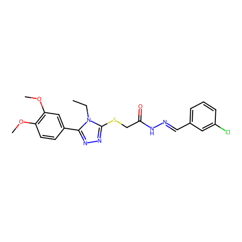 (E)-N'-(3-chlorobenzylidene)-2-((5-(3,4-dimethoxyphenyl)-4-ethyl-4H-1,2,4-triazol-3-yl)thio)acetohydrazide structure