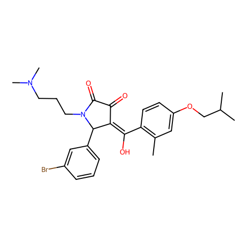 (4E)-5-(3-bromophenyl)-1-[3-(dimethylamino)propyl]-4-[hydroxy-[2-methyl-4-(2-methylpropoxy)phenyl]methylidene]pyrrolidine-2,3-dione structure