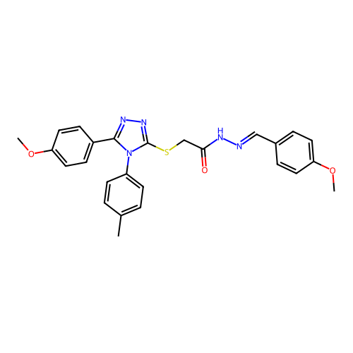 N'-[(E)-(4-methoxyphenyl)methylidene]-2-{[5-(4-methoxyphenyl)-4-(4-methylphenyl)-4H-1,2,4-triazol-3-yl]sulfanyl}acetohydrazide structure