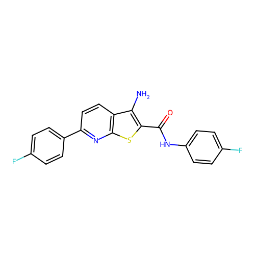 3-amino-N,6-bis(4-fluorophenyl)thieno[2,3-b]pyridine-2-carboxamide structure