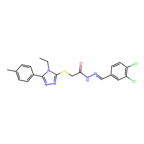 (E)-N'-(3,4-dichlorobenzylidene)-2-((4-ethyl-5-(p-tolyl)-4H-1,2,4-triazol-3-yl)thio)acetohydrazide structure