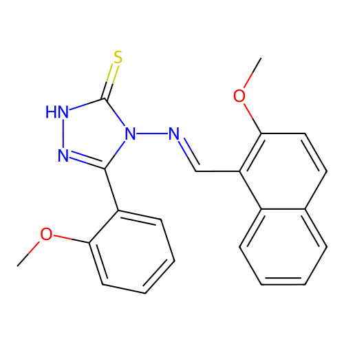 4-(((2-Meo-1-naphthyl)methylene)amino)-5-(2-meo-PH)-4H-1,2,4-triazole-3-thiol structure