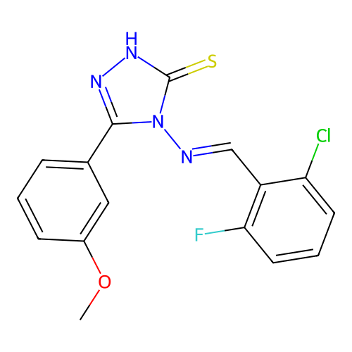 (E)-4-((2-chloro-6-fluorobenzylidene)amino)-5-(3-methoxyphenyl)-4H-1,2,4-triazole-3-thiol structure