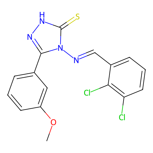 (E)-4-((2,3-dichlorobenzylidene)amino)-5-(3-methoxyphenyl)-4H-1,2,4-triazole-3-thiol structure