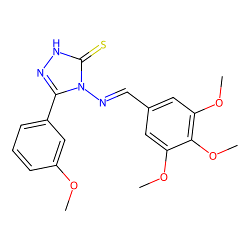 (E)-5-(3-methoxyphenyl)-4-((3,4,5-trimethoxybenzylidene)amino)-4H-1,2,4-triazole-3-thiol structure