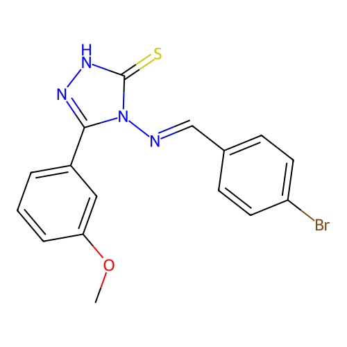 (E)-4-((4-bromobenzylidene)amino)-5-(3-methoxyphenyl)-4H-1,2,4-triazole-3-thiol structure